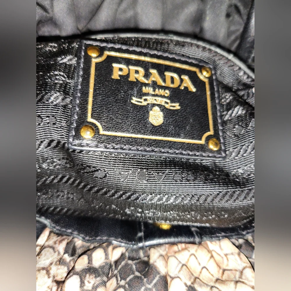 PRADA Python Print Nylon Crossbody Handbag - Picture 10 of 16